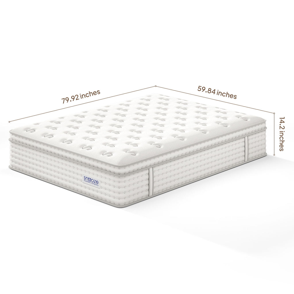 Snooze Mattress Company Atlas - 14" Euro Top Firm Hybrid Mattress With Independently Encased Coils & Gel Memory Foam