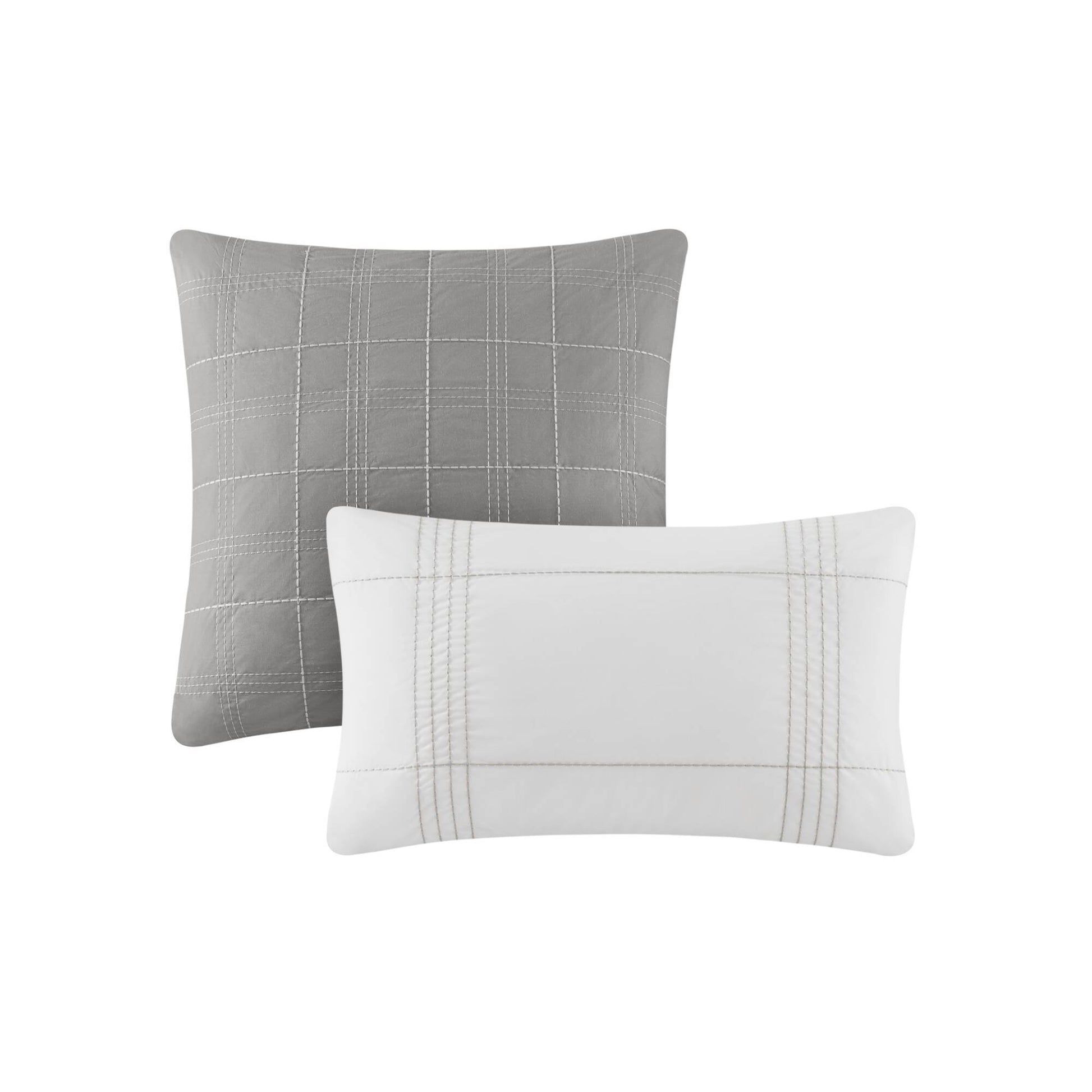 Morgan - California King 6 Piece Oversized Comforter Set - White / Gray