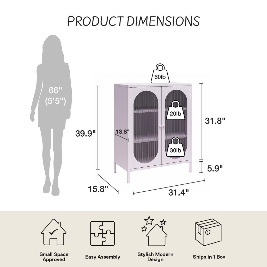 Luna - 2 Door Accent Cabinet With Fluted Glass