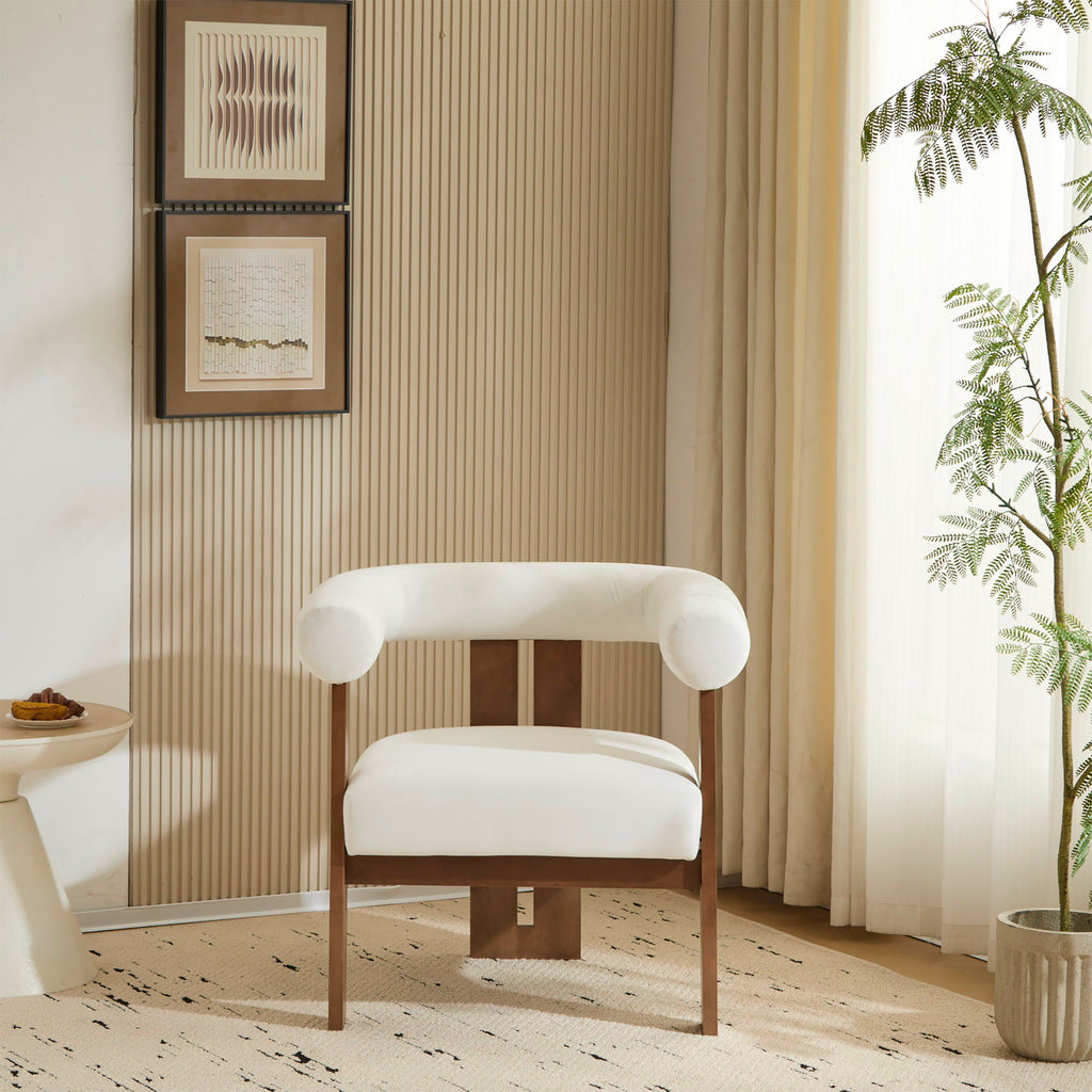 Modern Upholstered Round Arm Accent Chair With Upholstery