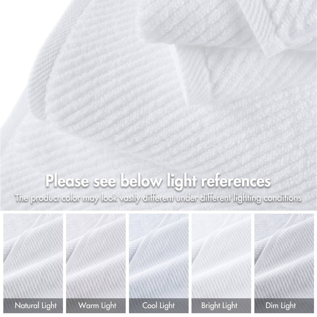 Diagonal Ribbed - 6 Piece Washcloths Set - White