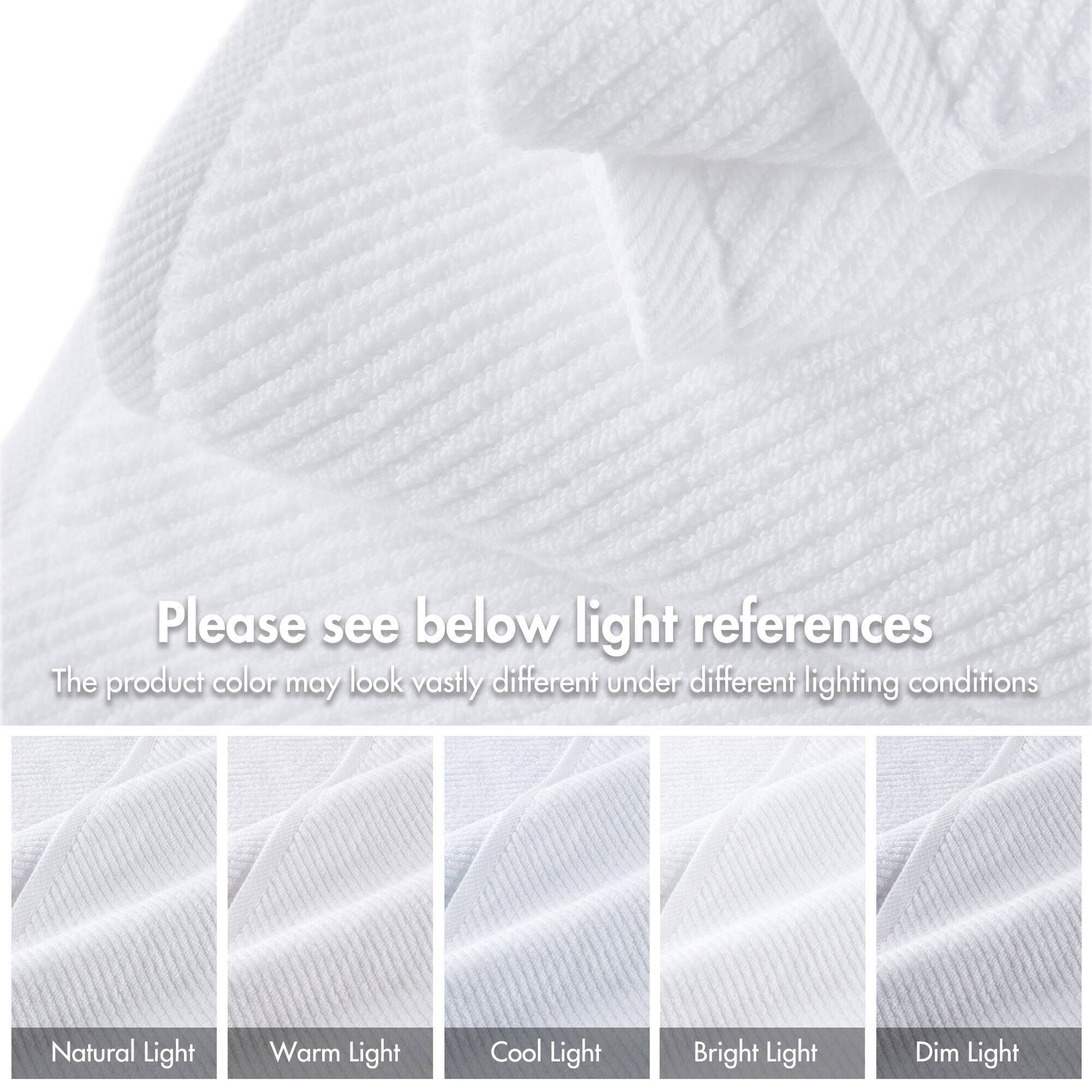 Diagonal Ribbed - 6 Piece Washcloths Set - White