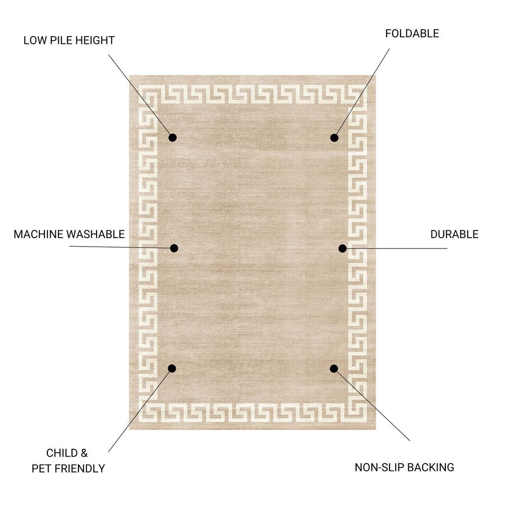 Toucan - 5' X 7' Washable Non - Slip Area Rug - Beige