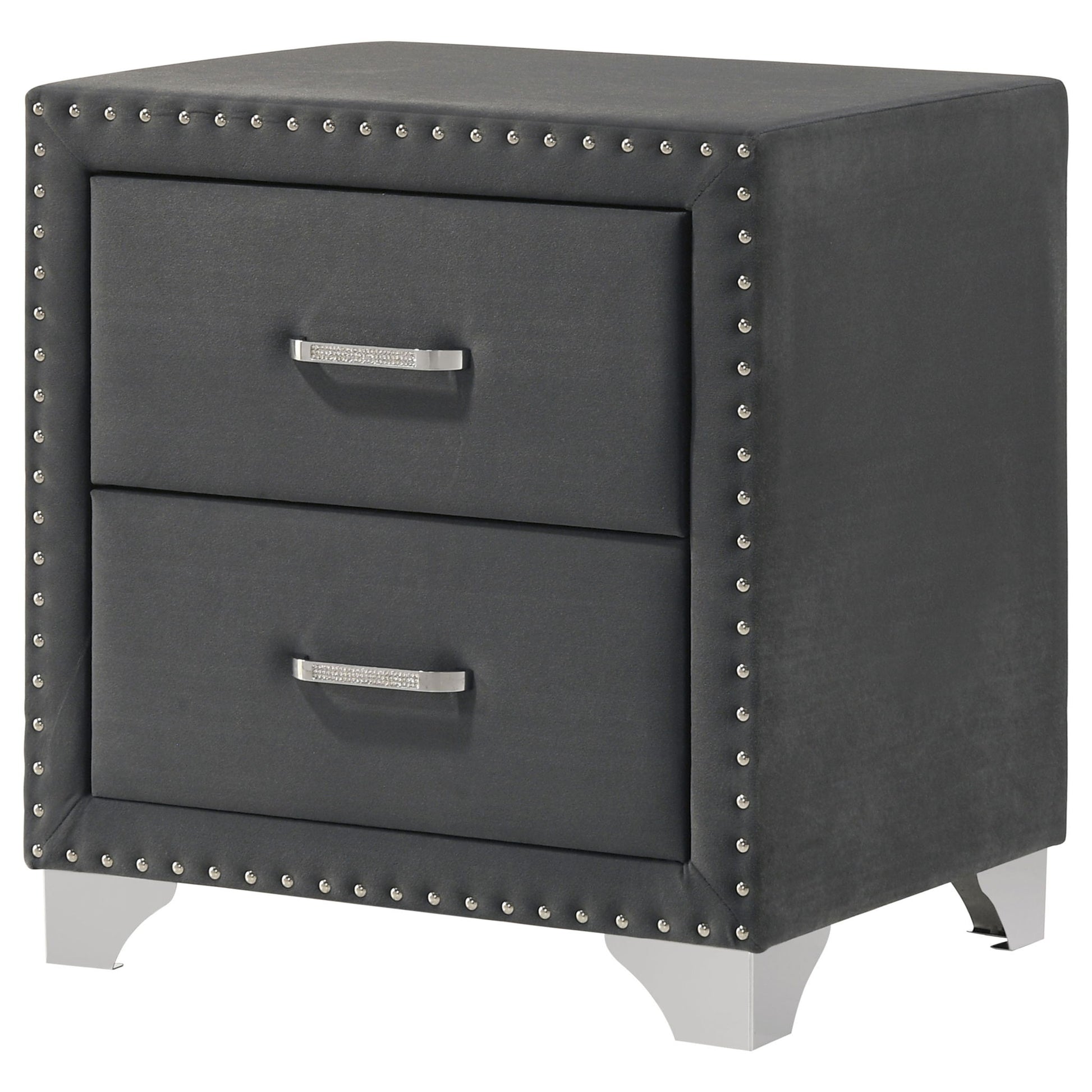 Upholstered 2 Drawer Nightstand With Accents