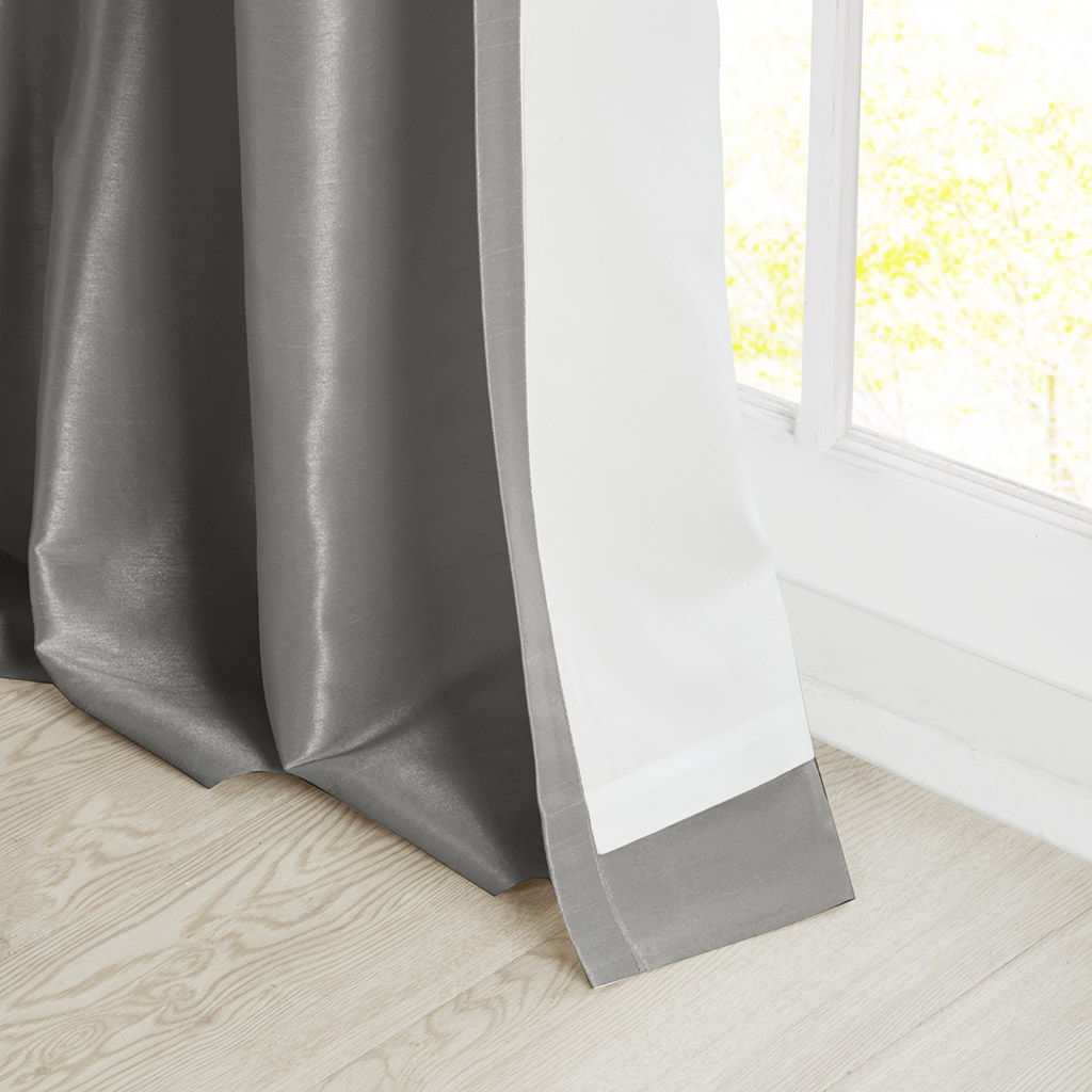 Emilia - 108" Twist Tab Lined Window Curtain - Charcoal