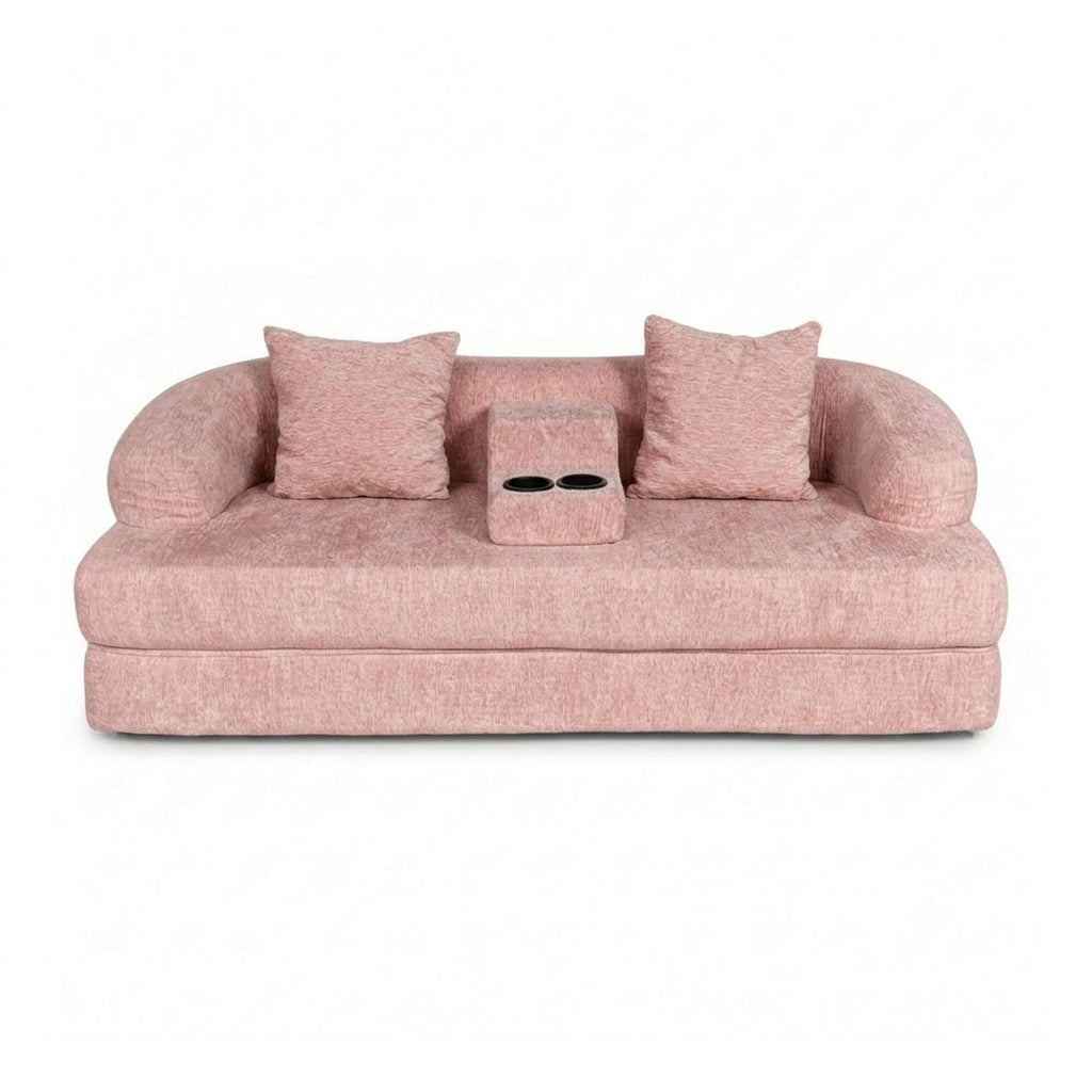 2 In 1 Convertible Sleeper Sofa Bed With Cup Holders