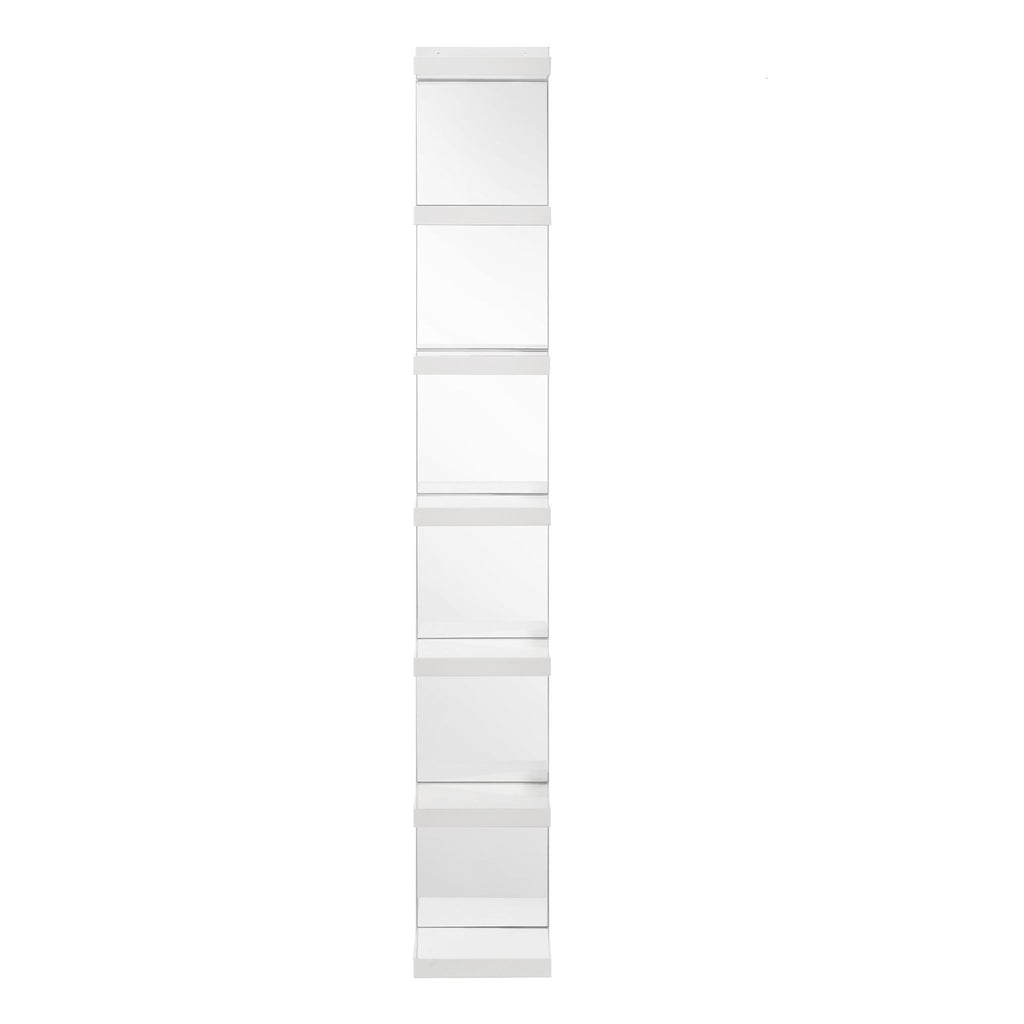 Glam Open Shelving Rack With Mirrored Back For Living Room - Cream / White