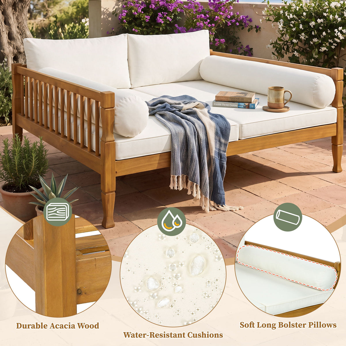 Outdoor Sofa Bed, 2 In 1 Patio Daybed For Backyard