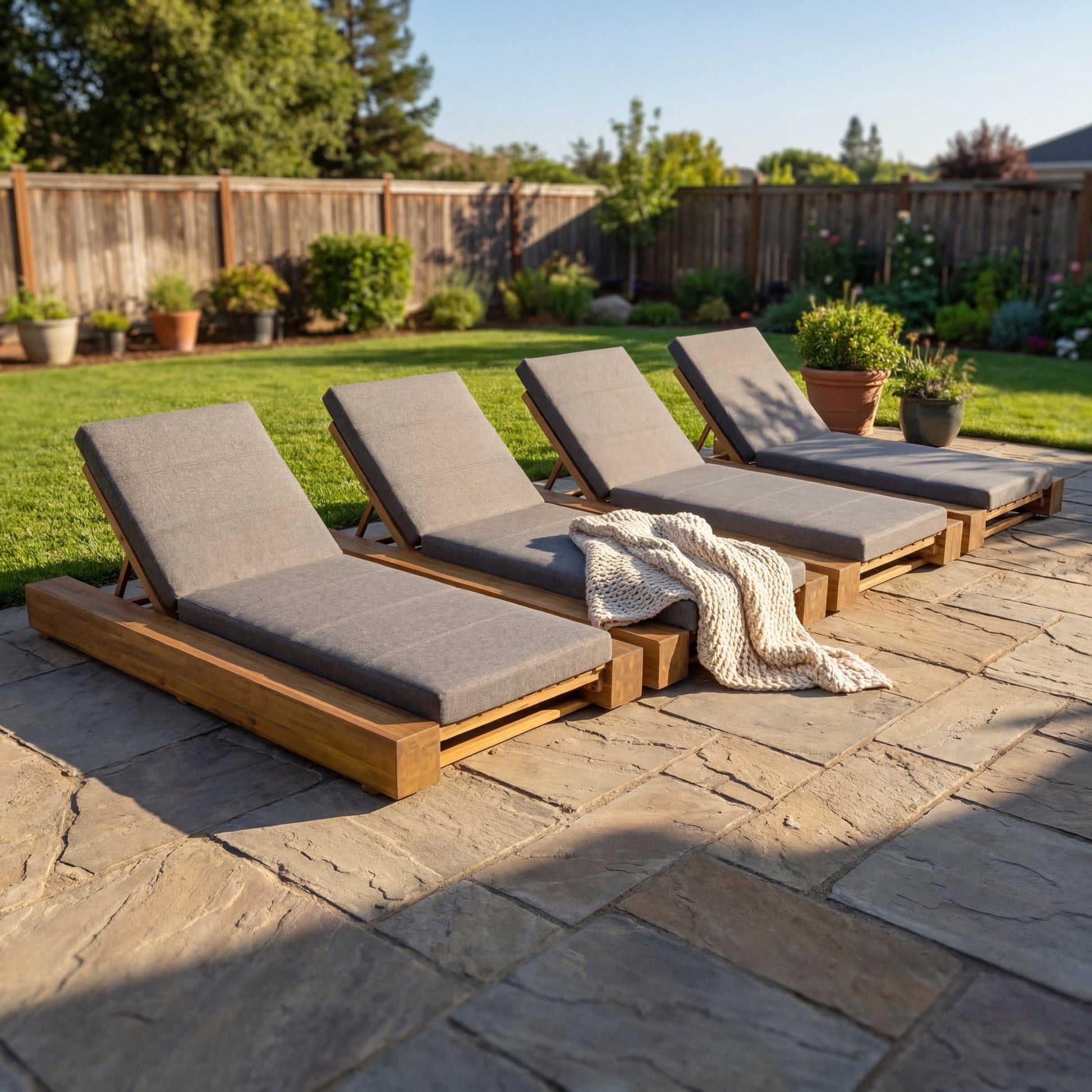 Outdoor Chaise Lounges With Water-Resistant Cushions