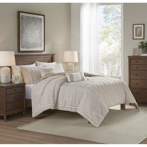 Anslee - King 3 Piece Yarn Dyed Duvet Cover Set - Taupe