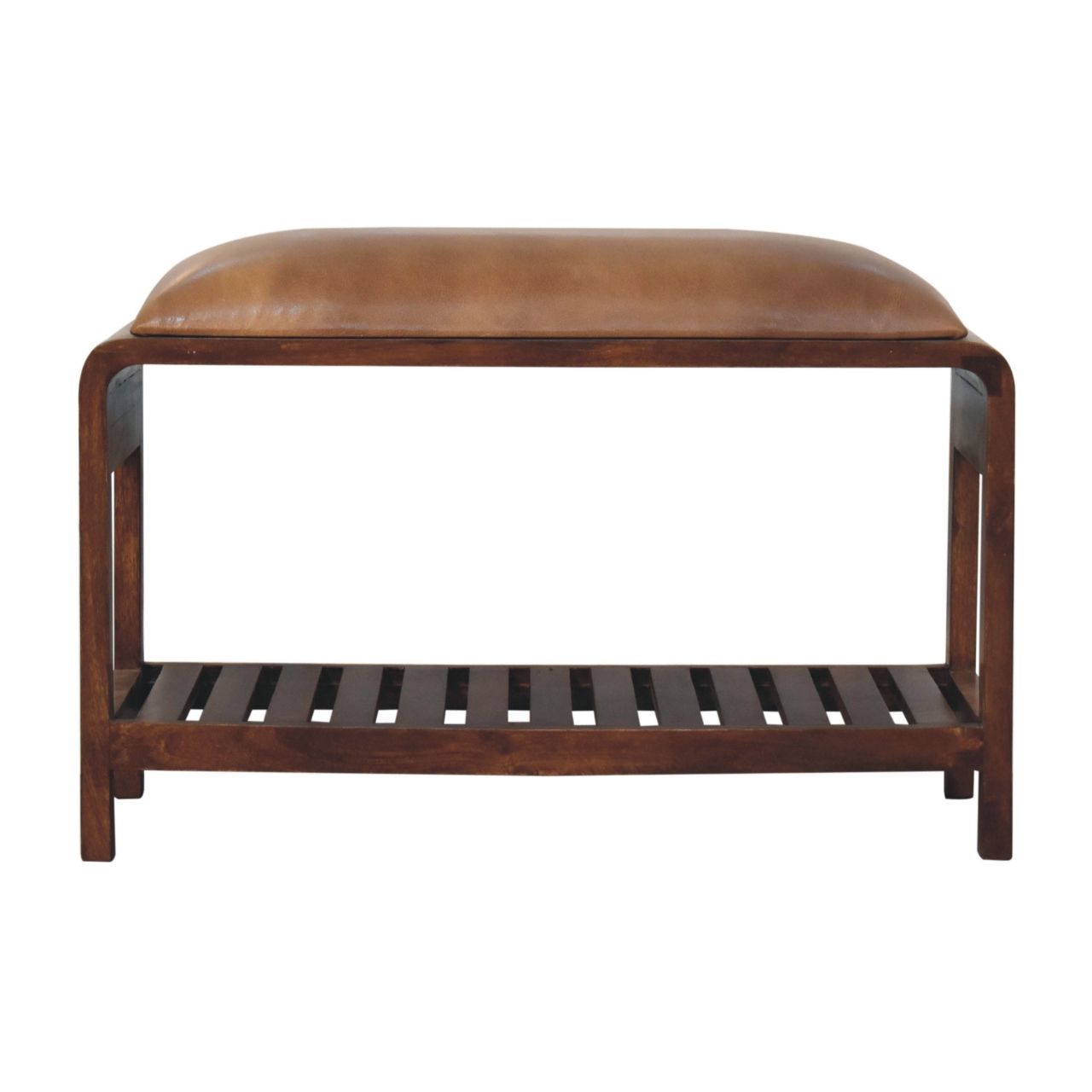 Buffalo - Slatted Square Bench - Brown