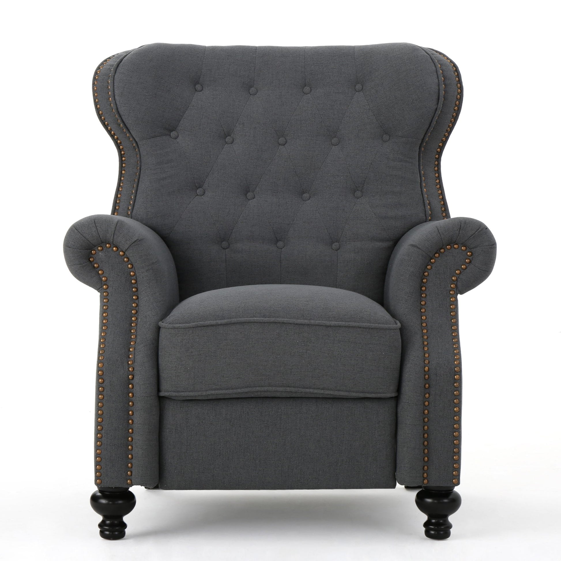Accented Push Back Recliner Chair With Rolled Arms, Enjoy Cocooning Comfort