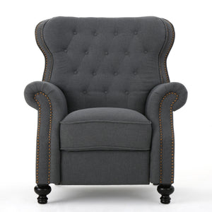 Accented Push Back Recliner Chair With Rolled Arms, Enjoy Cocooning Comfort