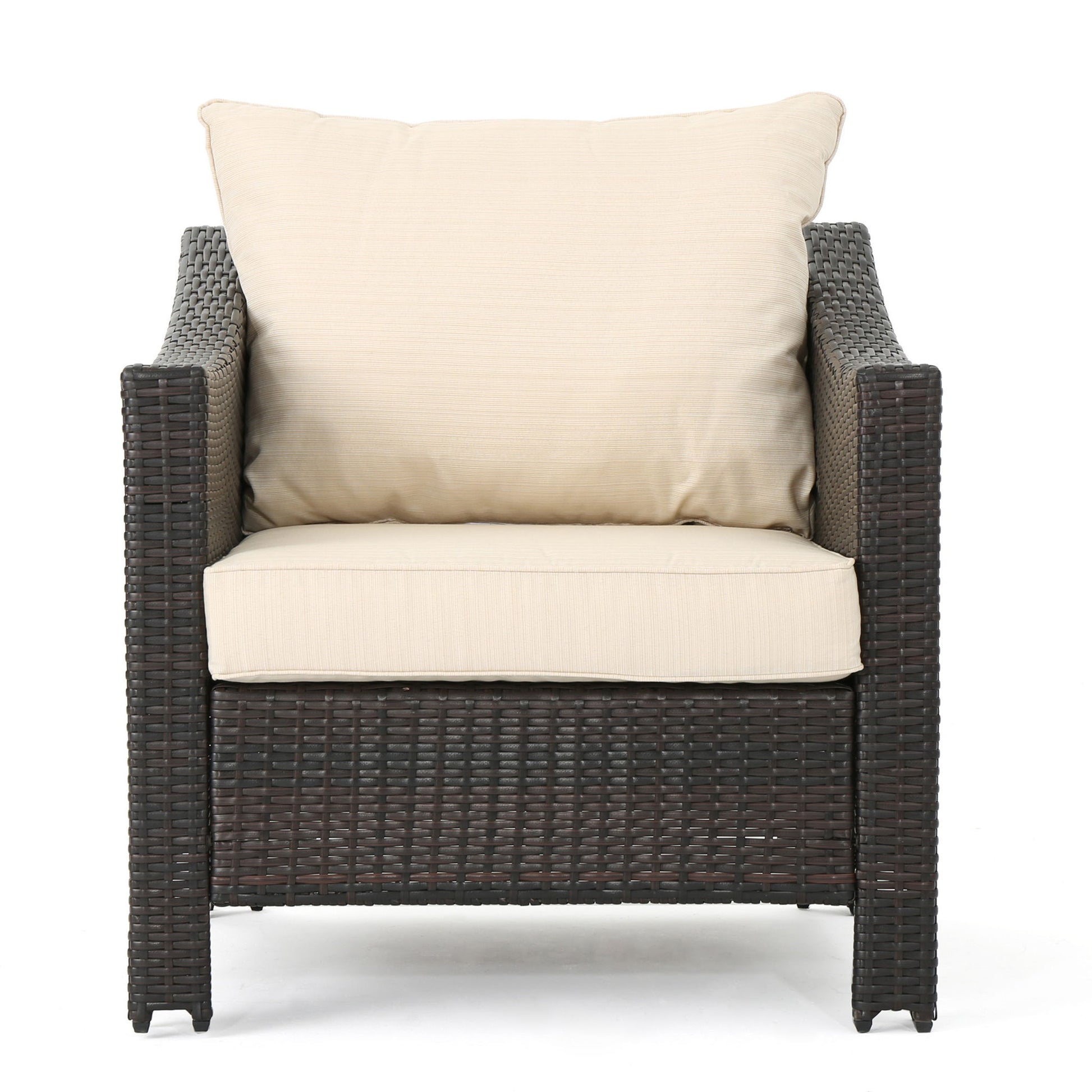 Antibes - 4 Pieces Wicker Chat Set - Brown / Beige