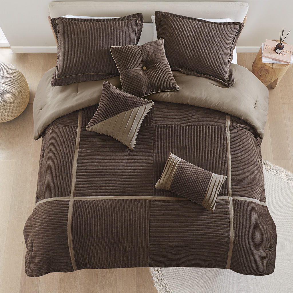 Dallas - 7 Piece California King Comforter Set - Brown