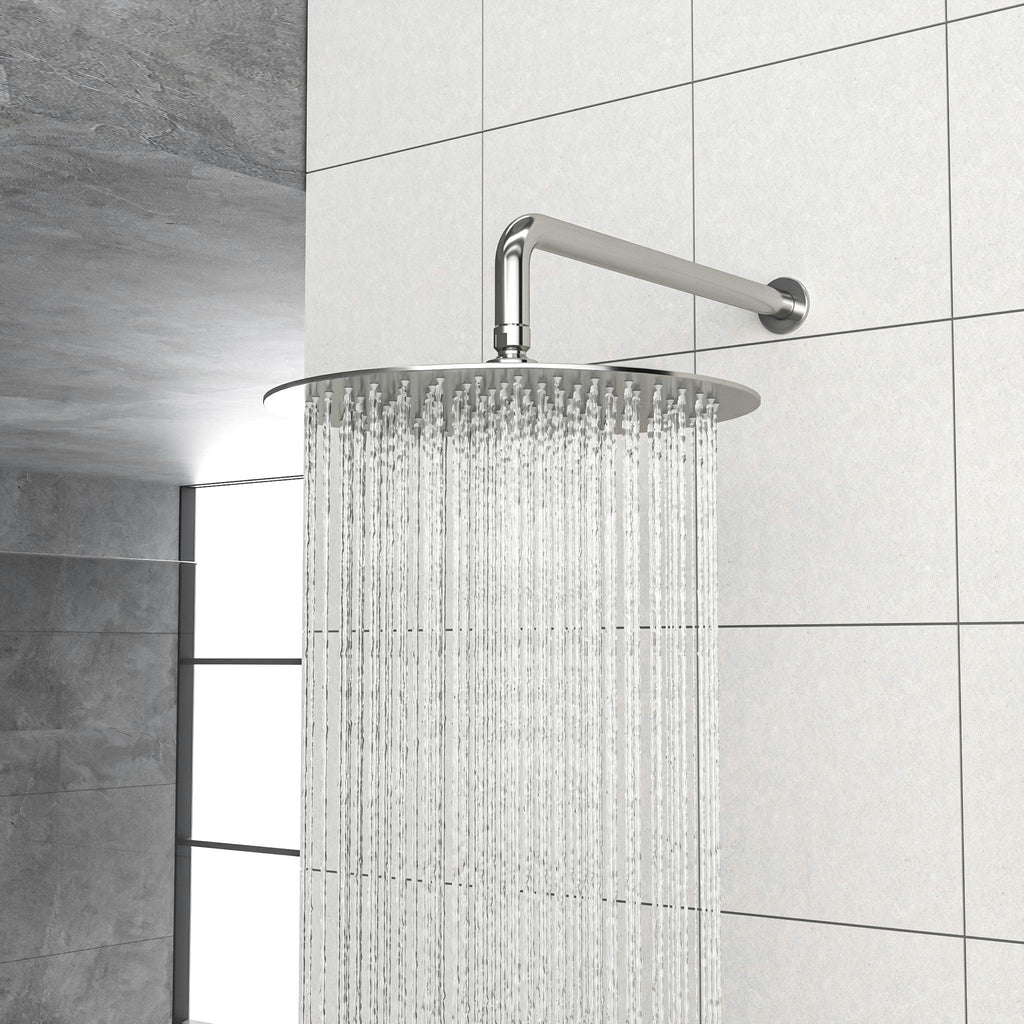 Dual Shower Head System With Rain Shower And Handheld, Wall Mounted, 10" Round Design - Brushed Nickel