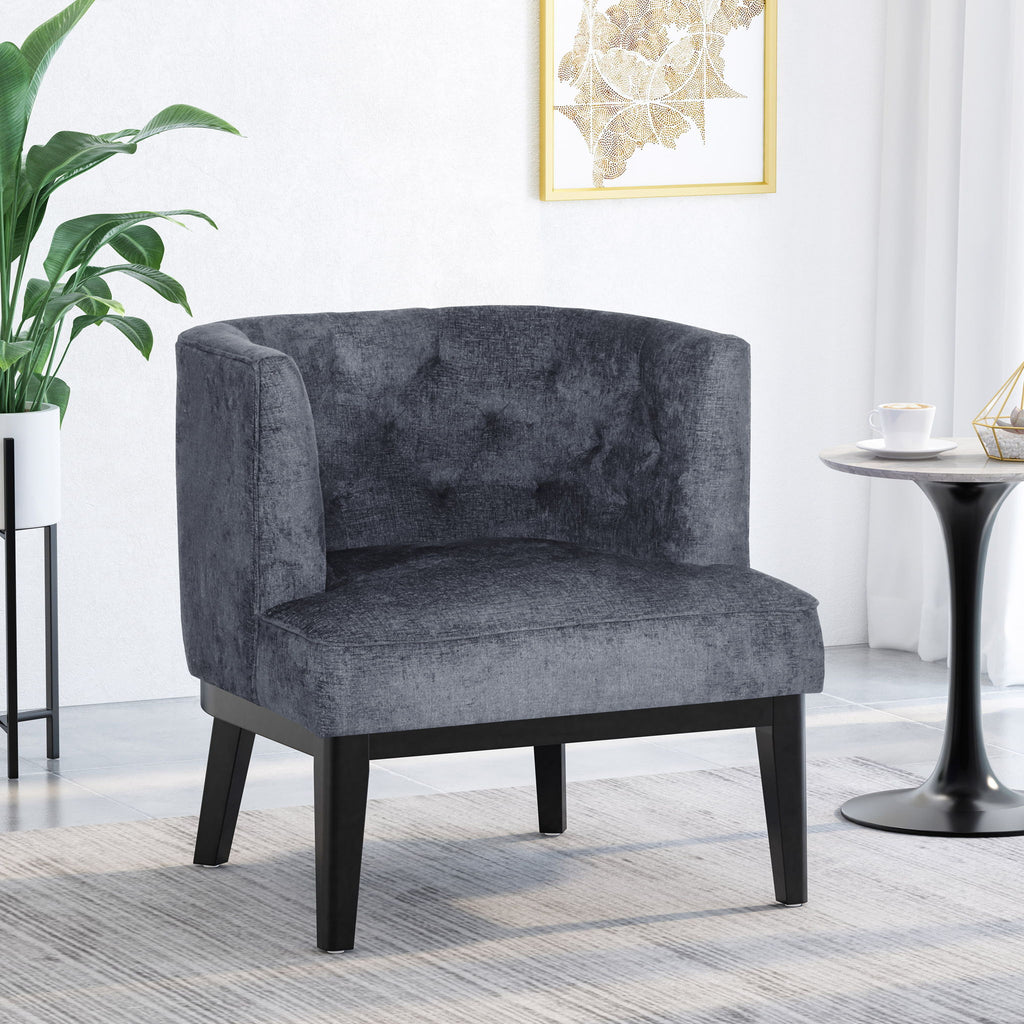 Contemporary Accent Chair With Tufted Diamond Stitching - Charcoal