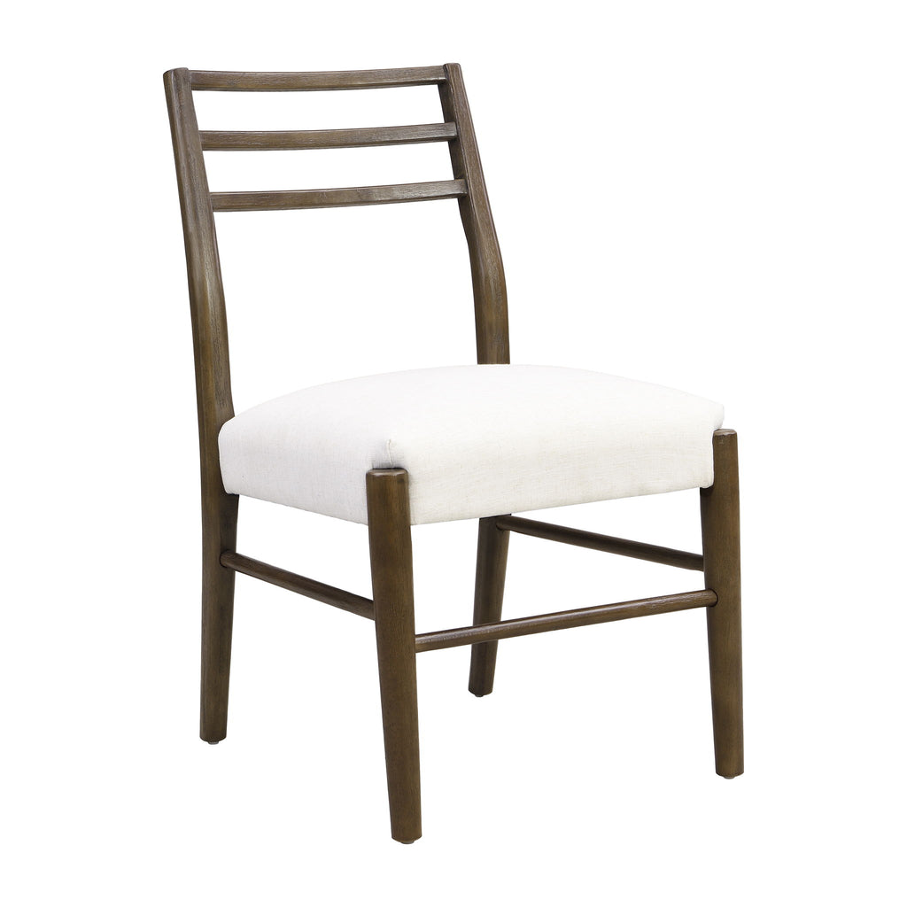 Farmhouse Style Dining Chair Set With Ladder Back Design - Beige
