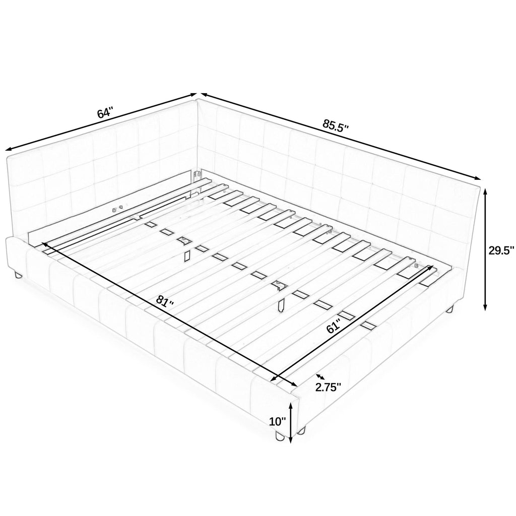 Elegant Storage Upholstered Tufted Bed Frame With Backrest And Armrests