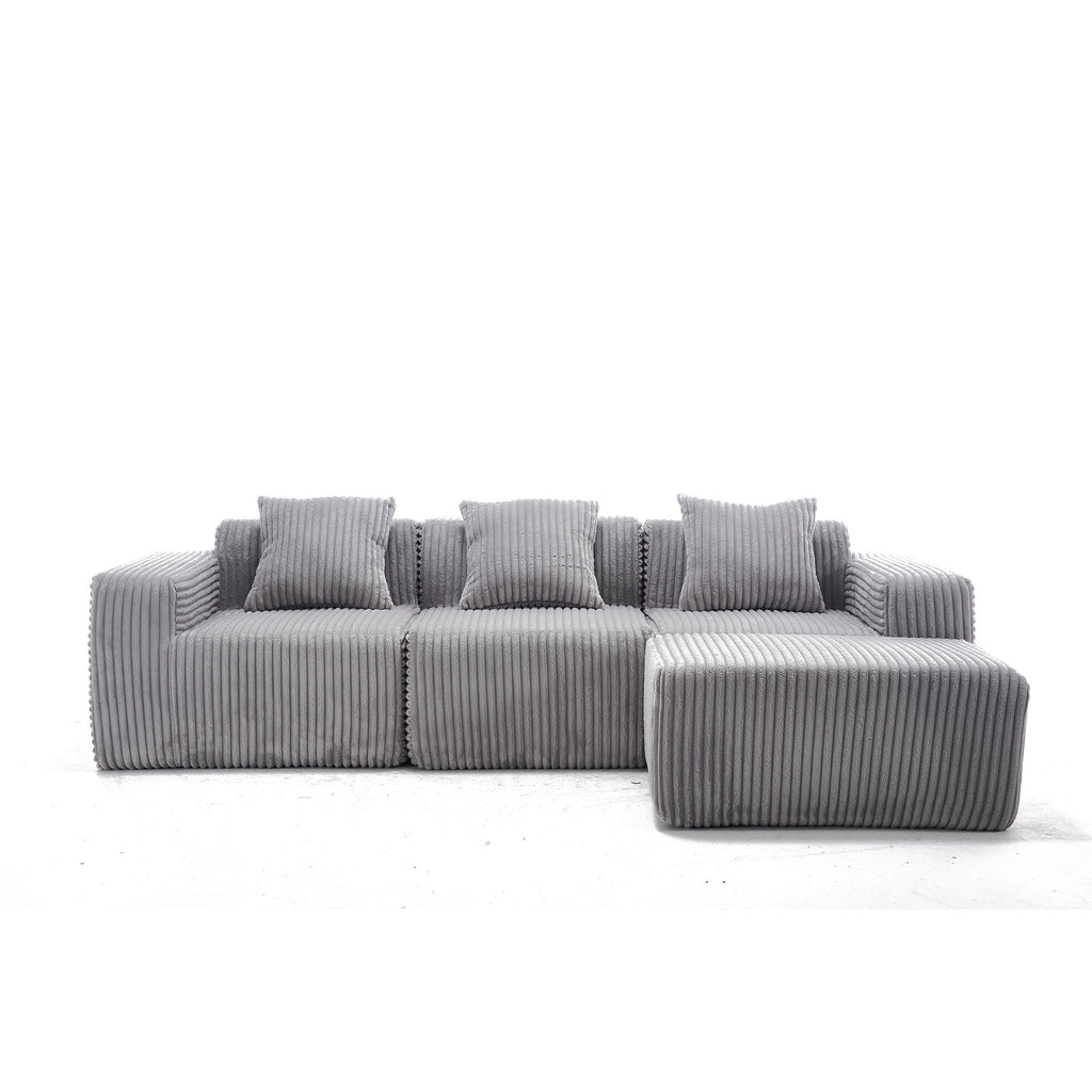 L - Shape Modern Minimalist Modular Sectional Sofa, Upholstered Cloud Couch With Deep Seats