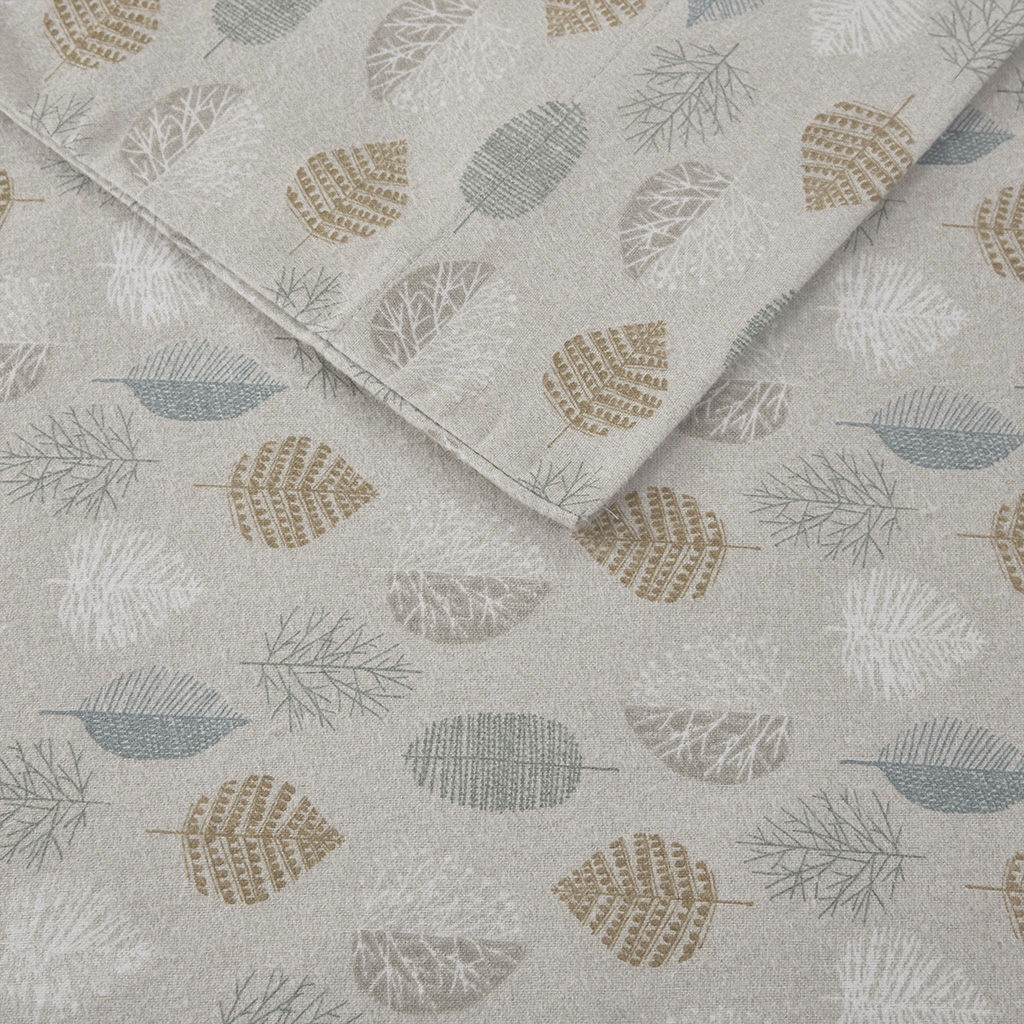 Cozy Flannel - Twin Printed Sheet Set - Multi Leaves