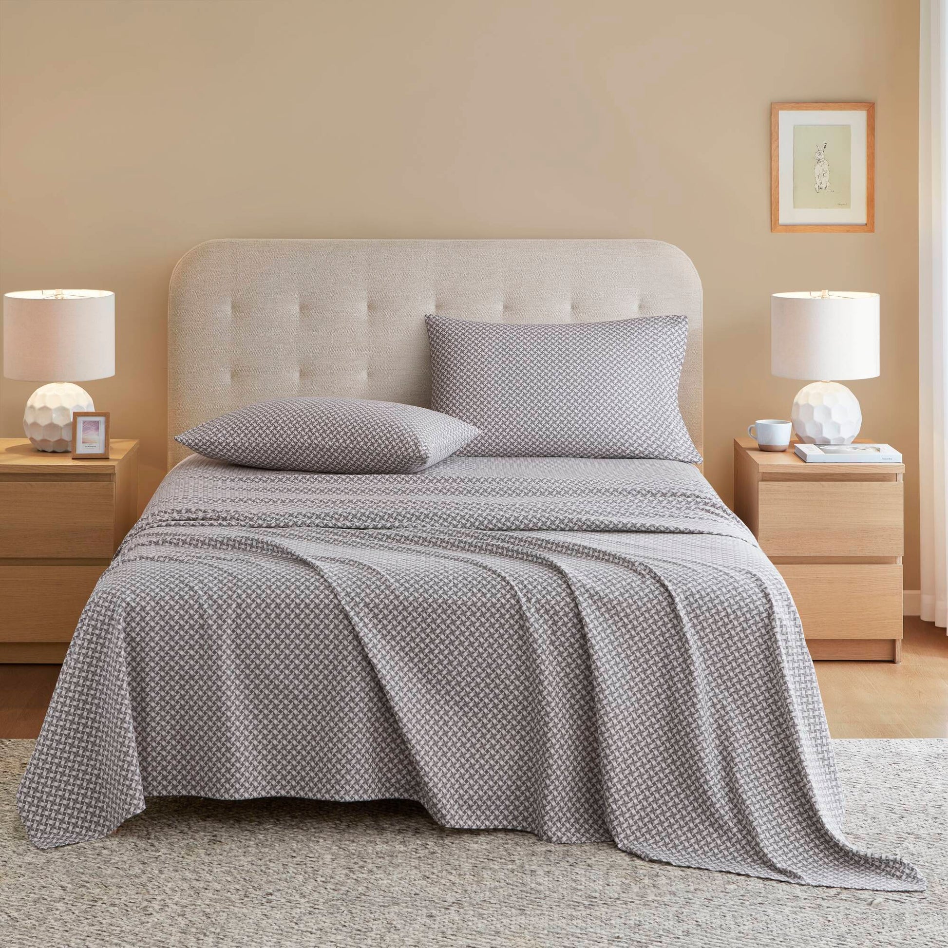 Cozy Cotton Flannel - King Printed Sheet Set - Snowflake