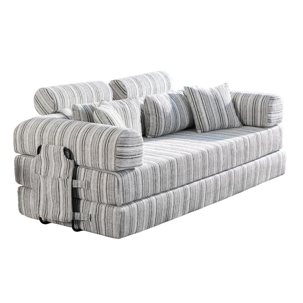 Convertible Sleeper Sofa Bed With High Density Compressed Sponge, Upholstered Couch For Living Room