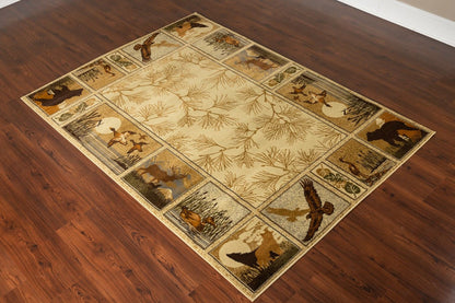 Woodland - GC_RST5502 Cream 5' x 7' Lodge Area Rug