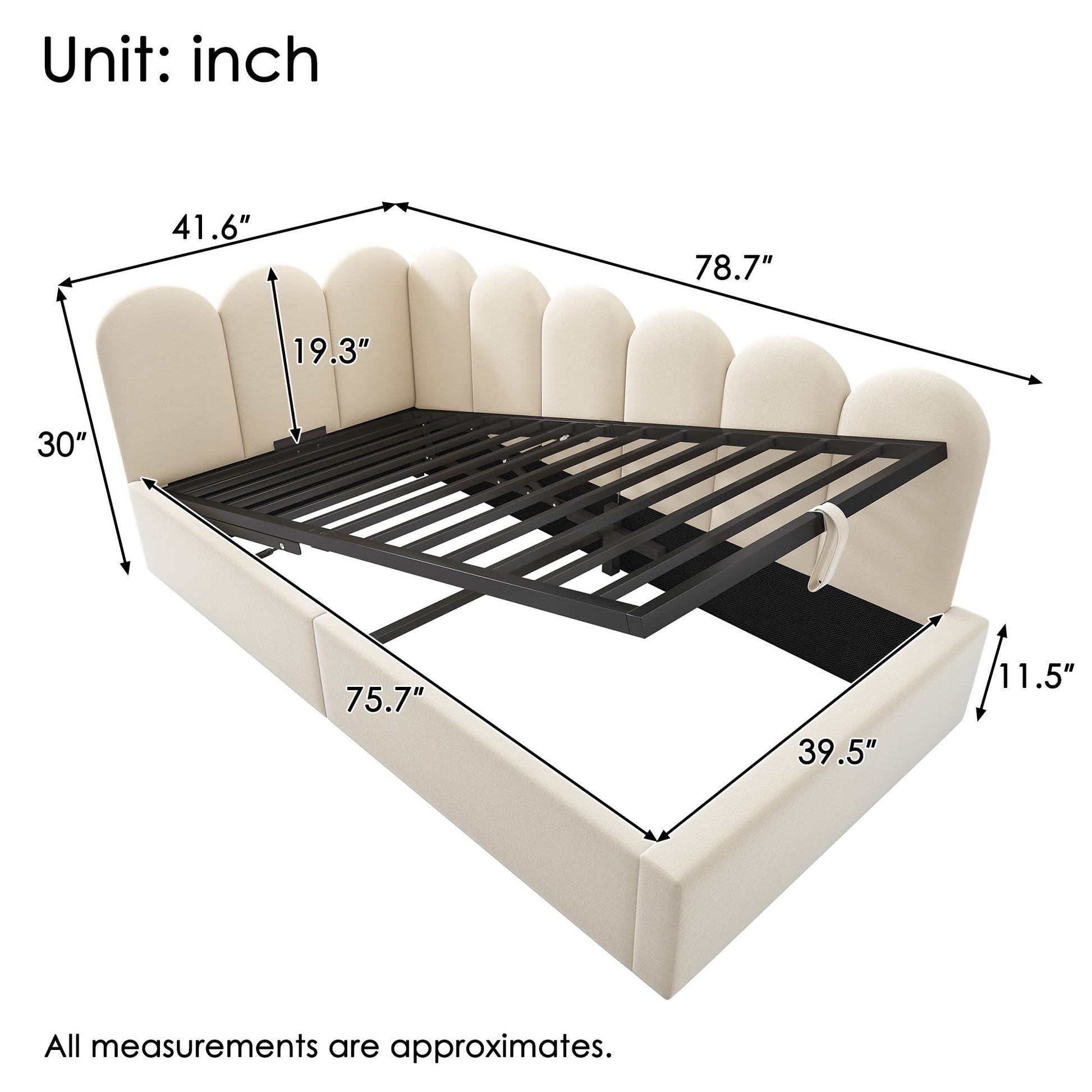 Upholstered Daybed With Metal Slatted Base