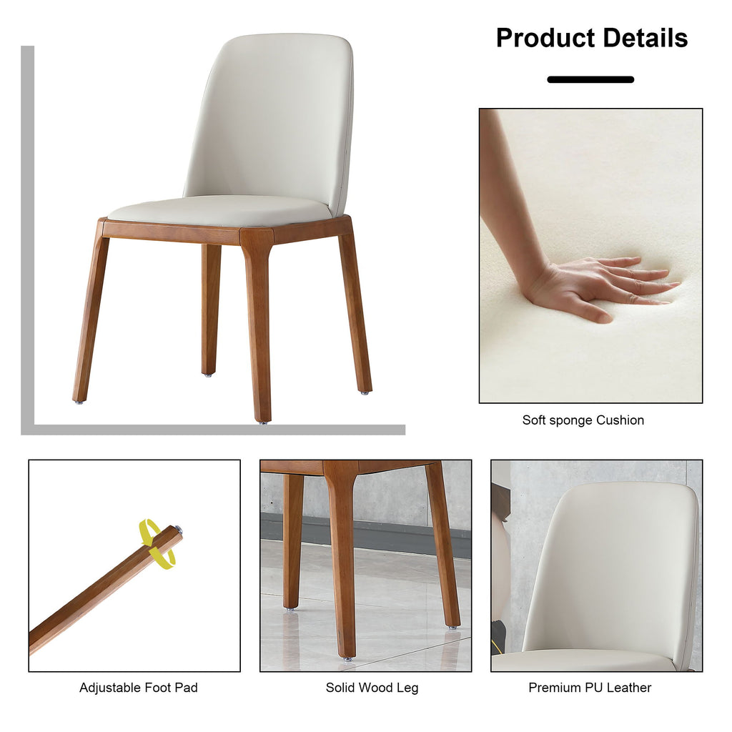Modern Dining Chairs, Wooden Legs (Set of 2) - Gray