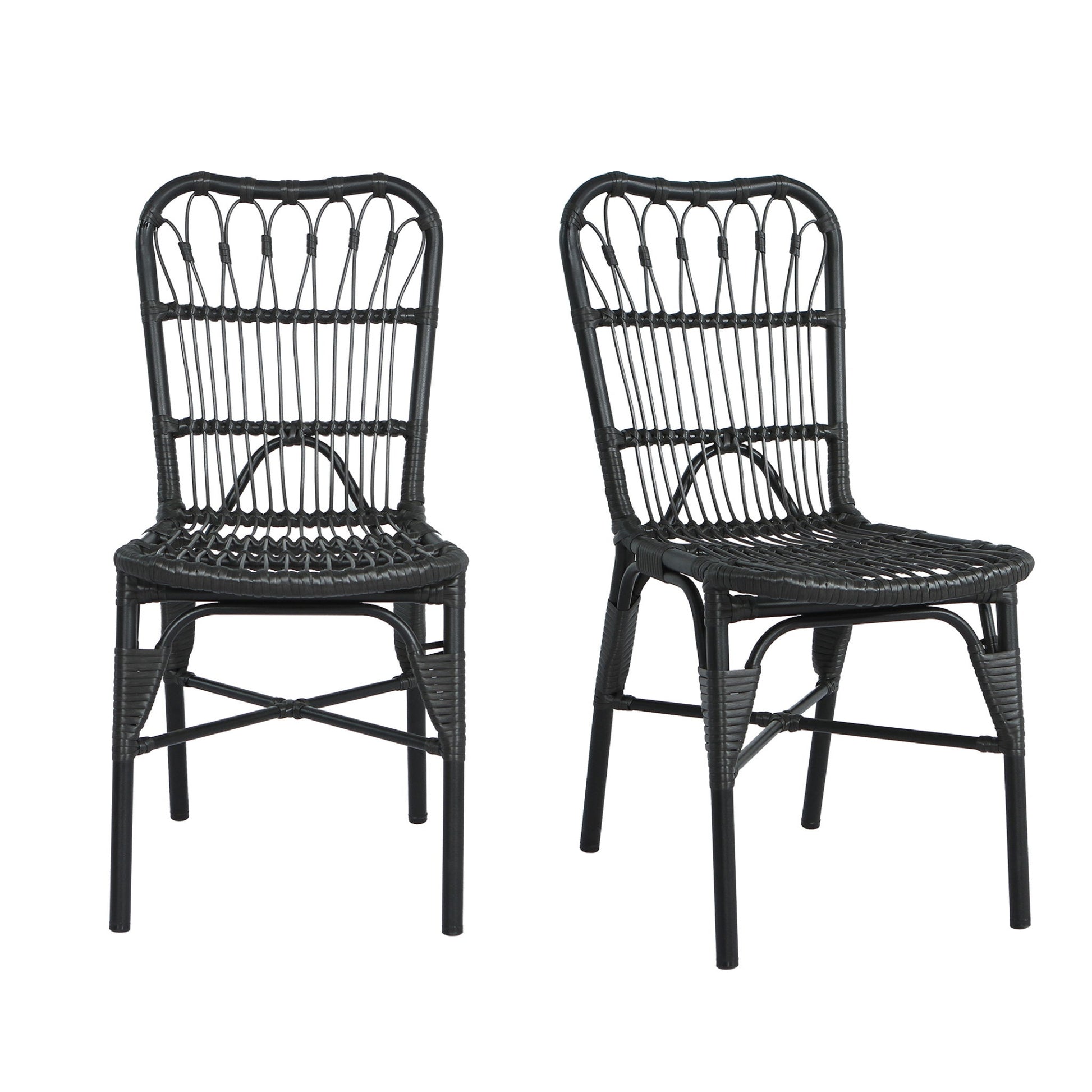 Outdoor Wicker Patio Dining Chairs Set With Durable Frame And Rattan Weave