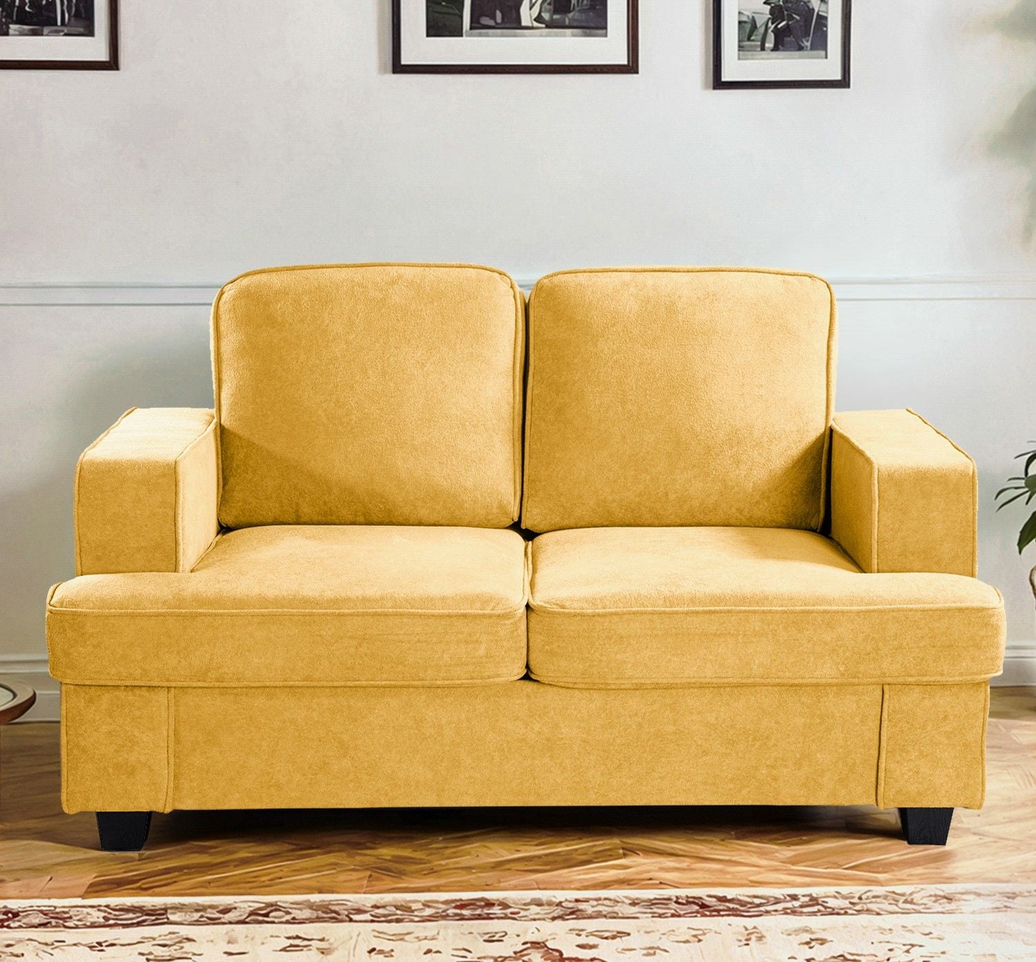 Modern Loveseat, Comfortable 2 Seater Couch With Deep Seating, Loose Back Cushions, Wide Arms