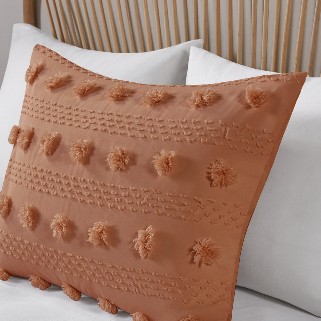 Lucy - Clip Jacquard Comforter Set - Rust