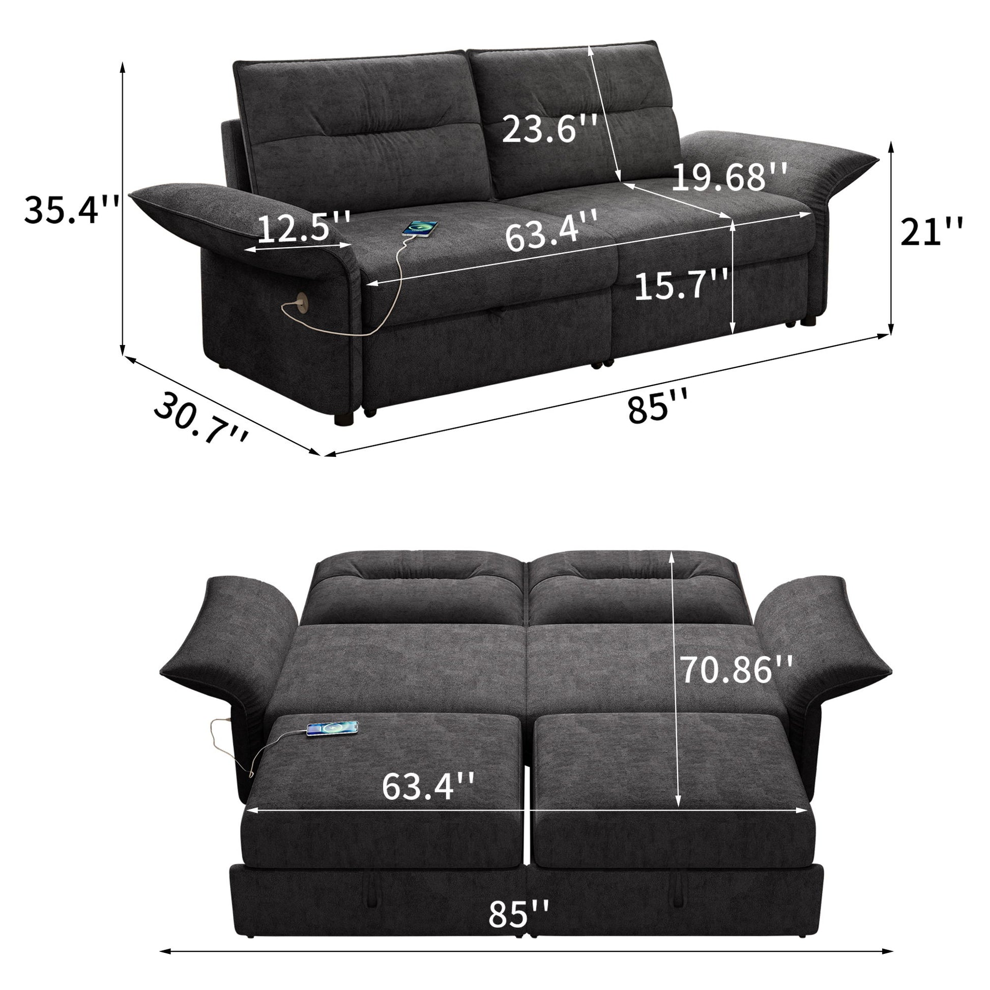Sofa Bed With Convertible Design, Living Room Furniture
