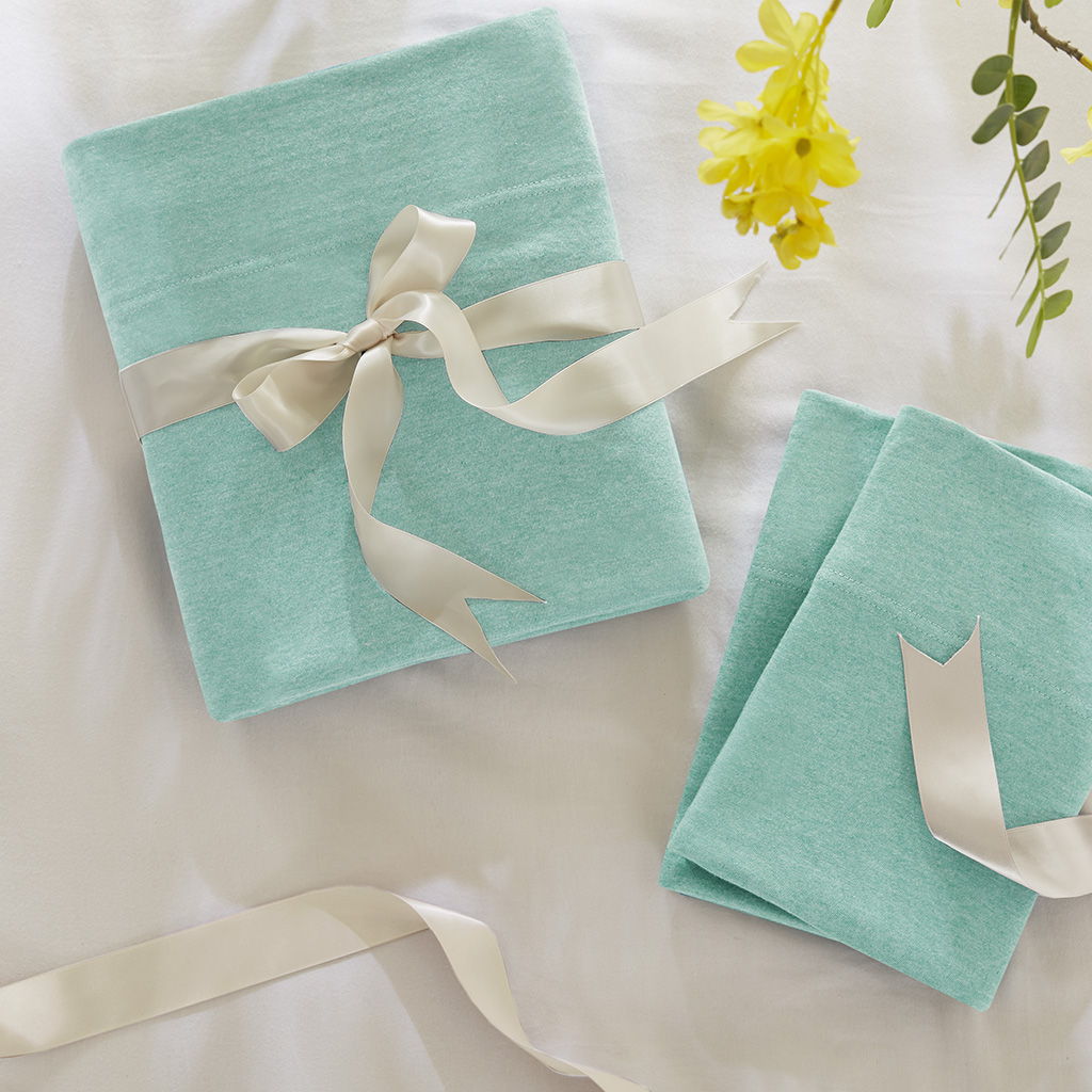 Cotton Blend Jersey Knit - Twin Long All Season Sheet Set - Aqua
