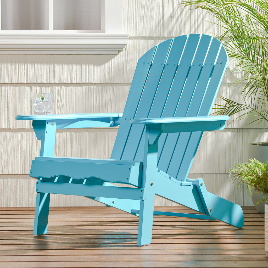 Malibu Transitional Adirondack Chair With Foldable Design - Blue