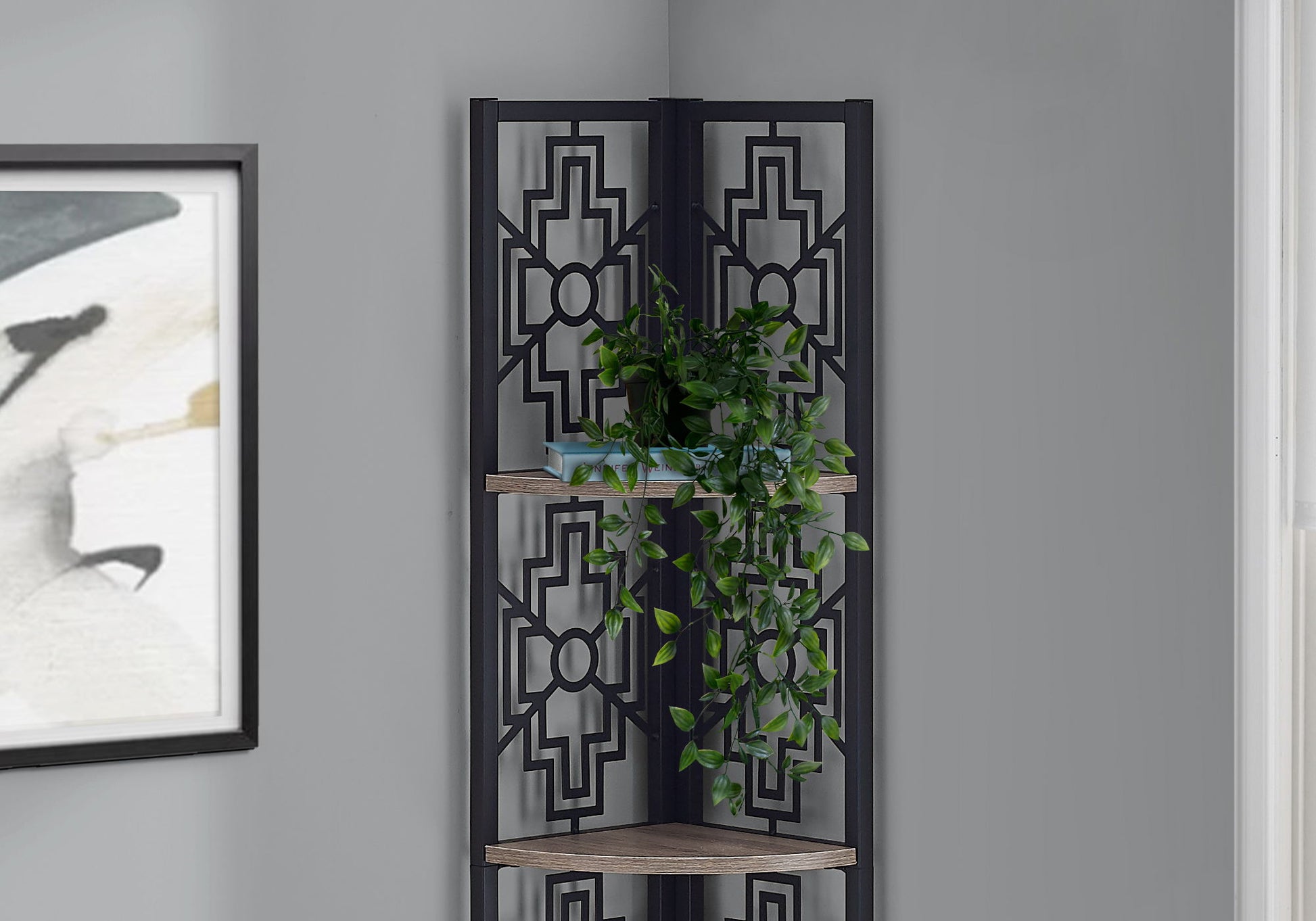 Bookshelf, Bookcase, Etagere, 4 Tier Corner, For Office, Transitional