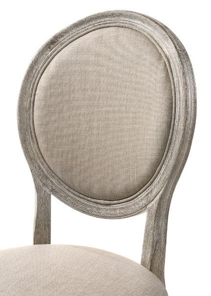 Faustine - Side Chair (Set of 2) - Tan Fabric & Salvaged Light Oak Finish