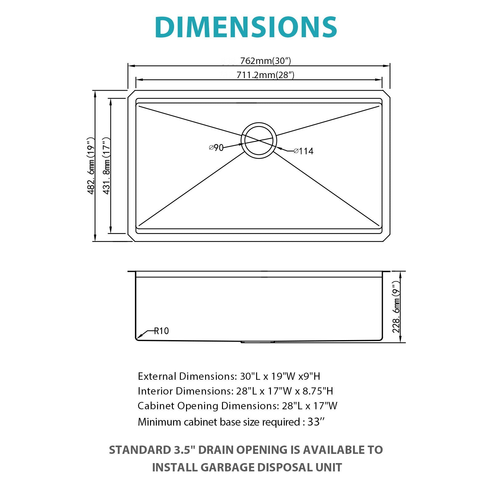 Undermount Workstation Kitchen Sink Stainless Steel Single Bowl