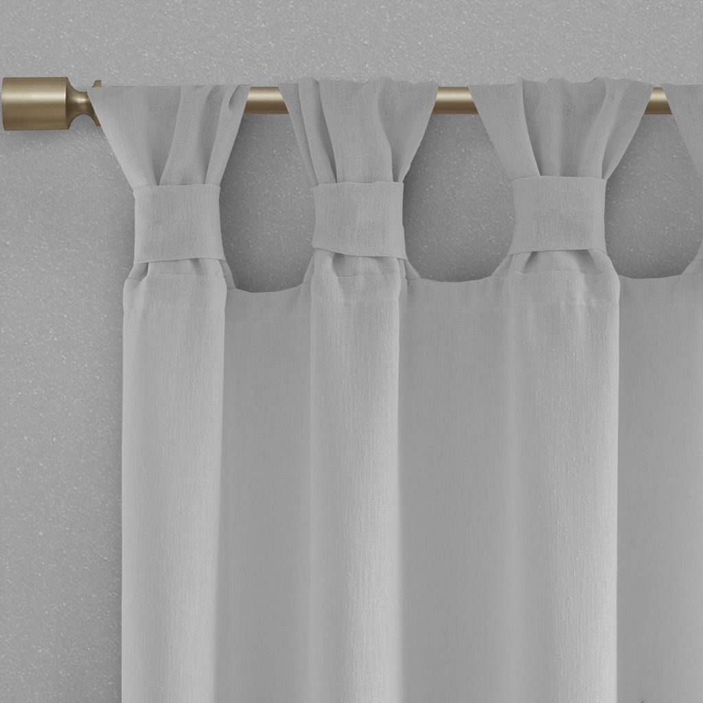 Rosette - 84" Floral Embellished Cuff Tab Top Solid Window Panel - Gray