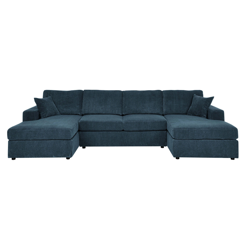 3 Piece Corduroy Double Chaise Sectional Sofa