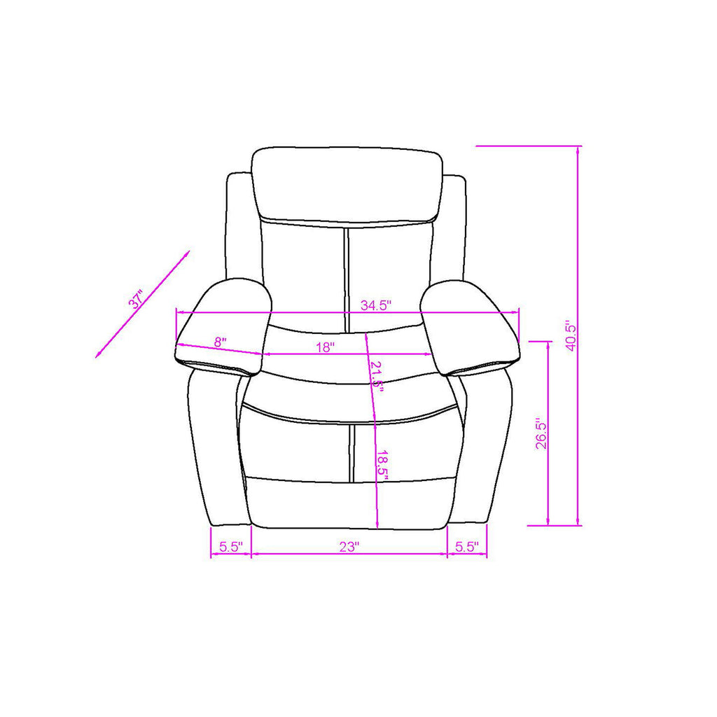 Blanche - Glider Recliner With LED, Pillow Top Arms