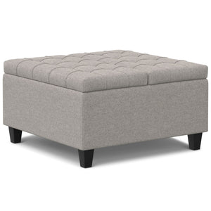 Harrison - Multifunctional Small Square Coffee Table Storage Ottoman - Gray