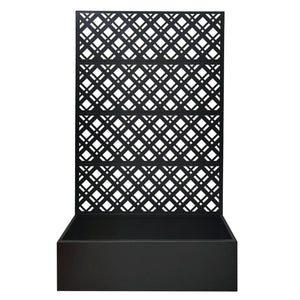 Rhombus Planter Raised Garden Bed With Trellis For Climbing Plants - Black