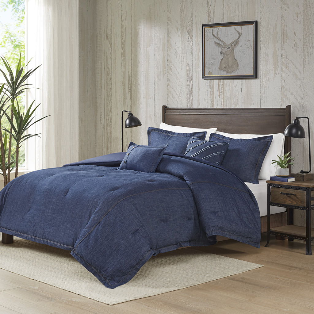 Perry - King Oversized Denim Comforter Set - Blue