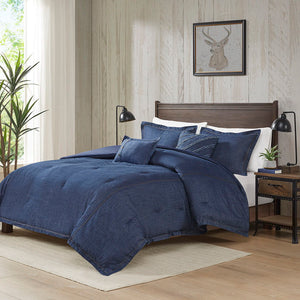 Perry - King Oversized Denim Comforter Set - Blue
