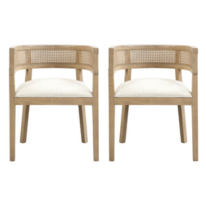 Contemporary Dining Chair Set With Rattan Backrest