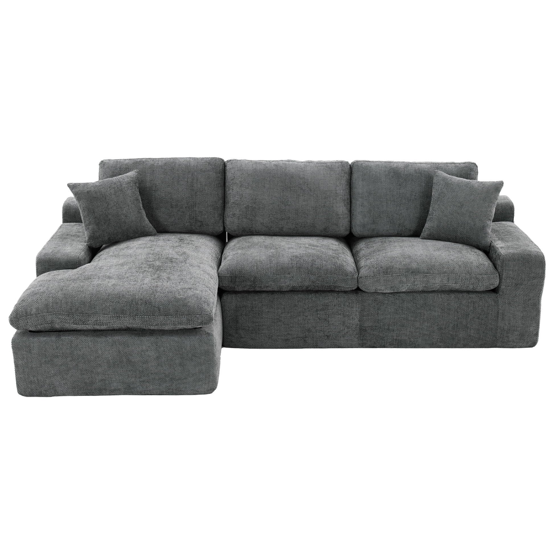 Cloud Sectional Sofa With Double Layer Cushion And Side Pockets, Free-Combined