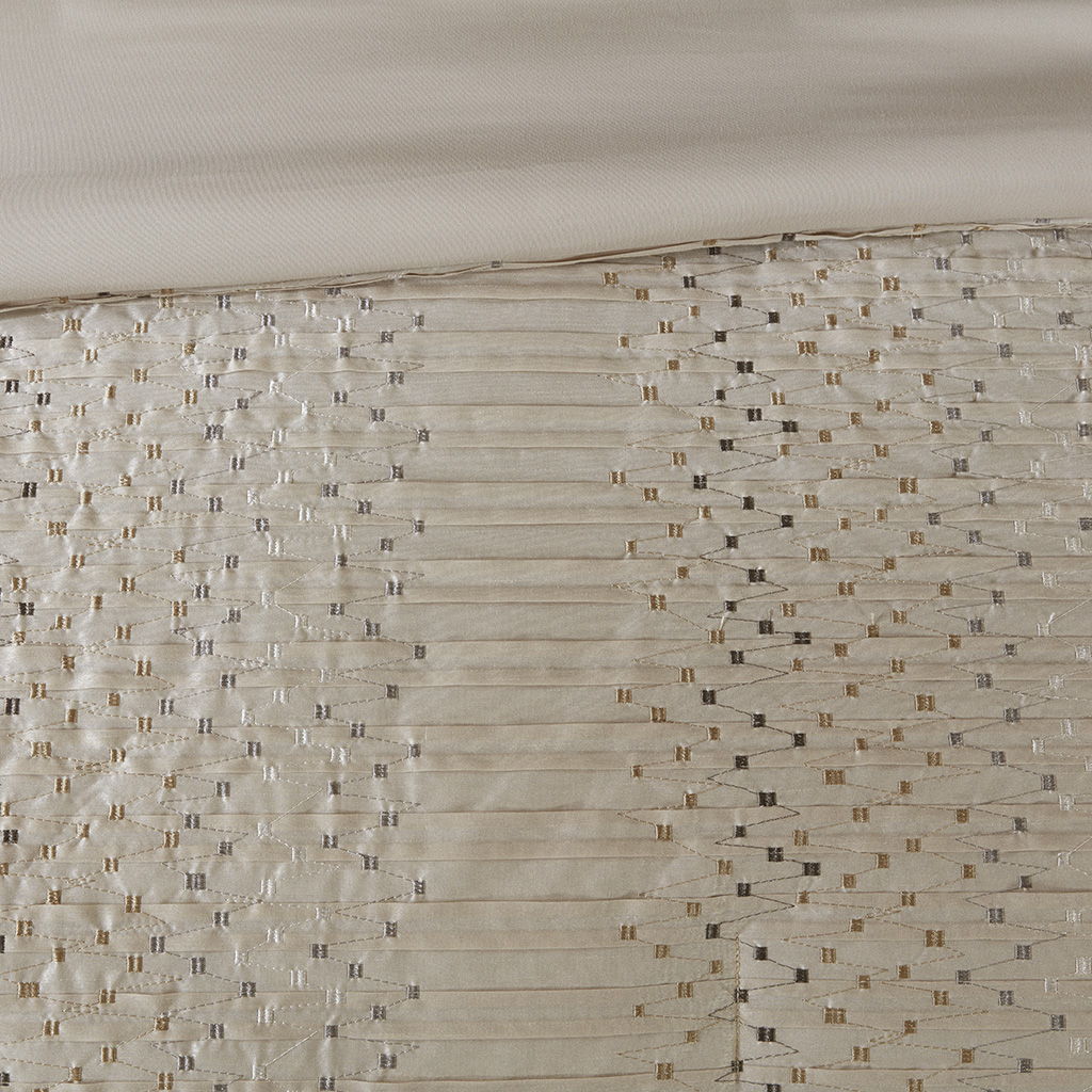 Camelia - King Embroidered Comforter (Set of 8) - Natural