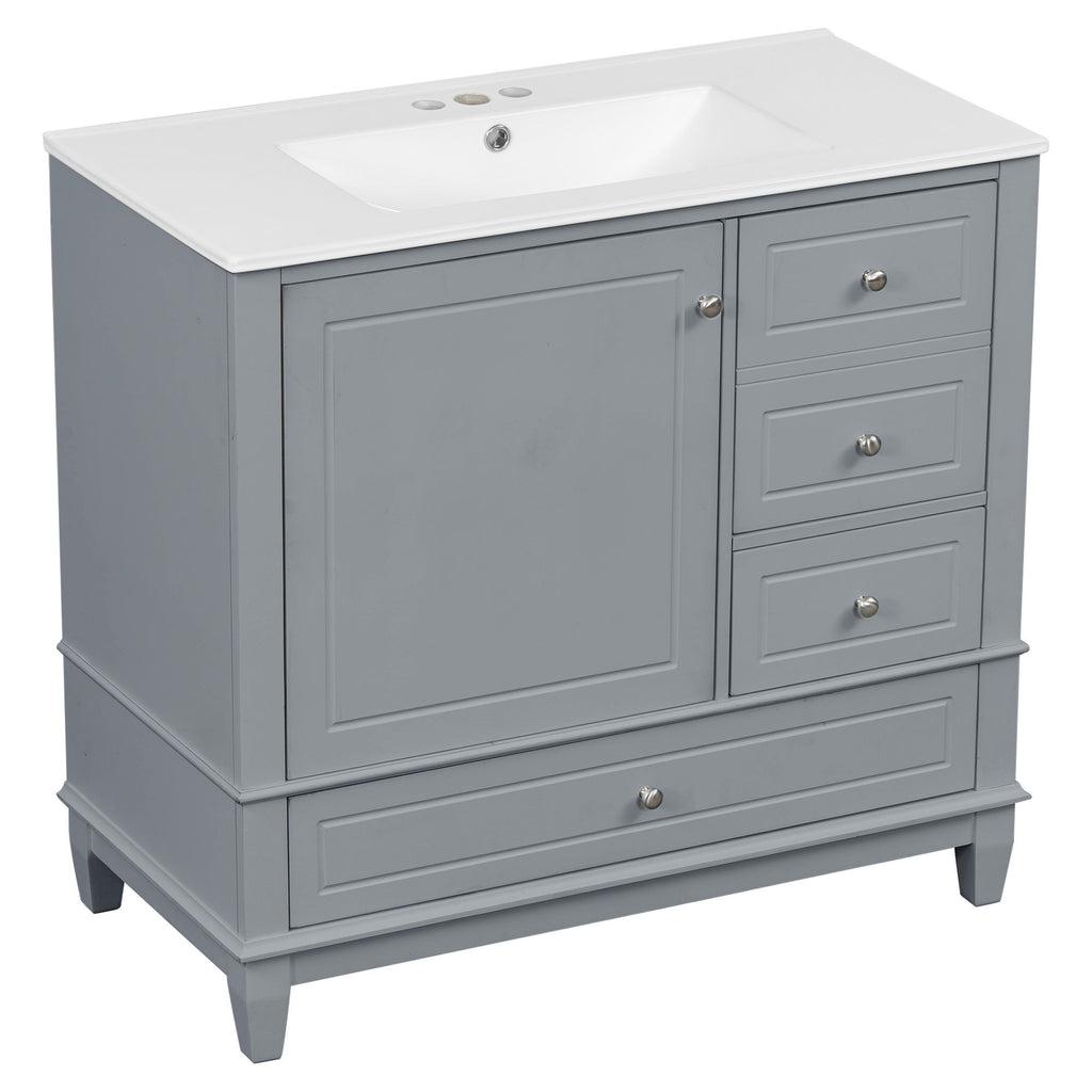 Modern Bathroom Vanity With Sink, 3 Drawers & Cabinet